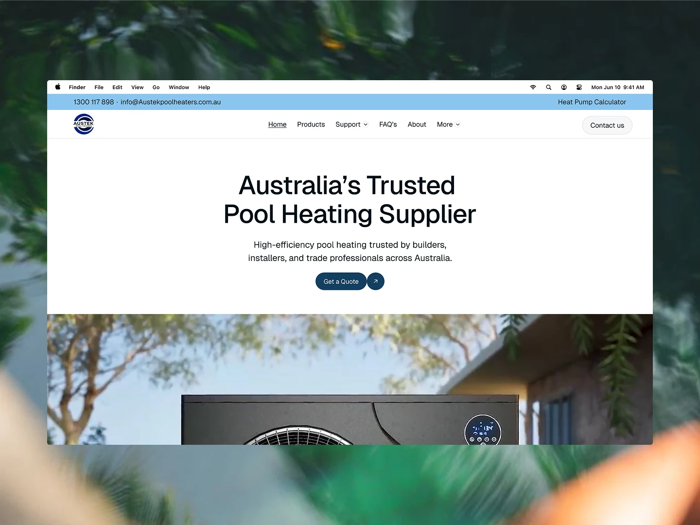 Website landing page for The Coasta showing two surfers with a yellow surfboard by the ocean, overlaid on a background of a woman in a green swimsuit and a white bandana with green stripes under a clear blue sky.